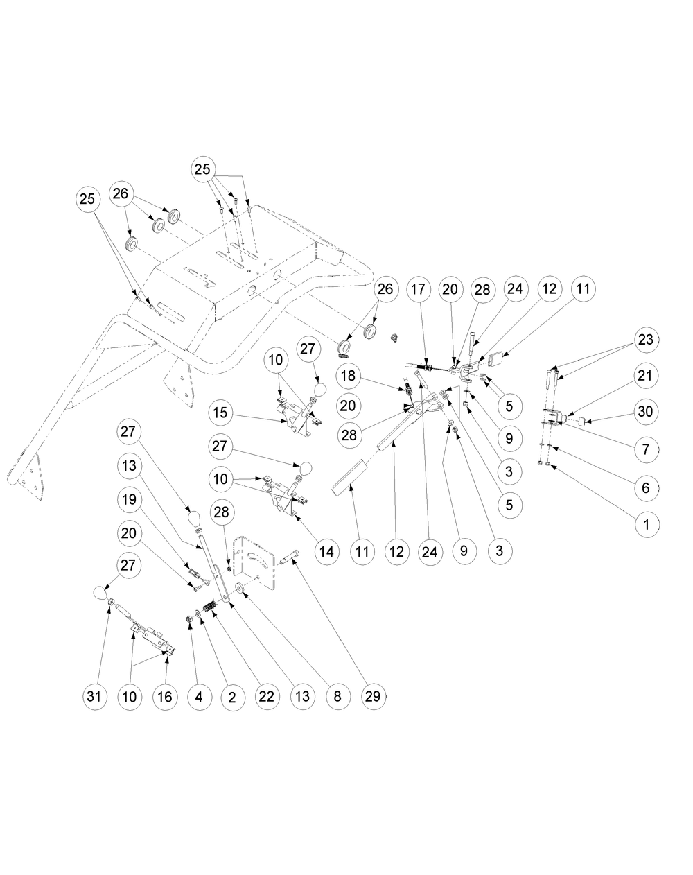 Control Assembly (2008) Diagram and Parts List for 56A443TH (750-XP)(2008 & Before) Cub Cadet Lawn Mower